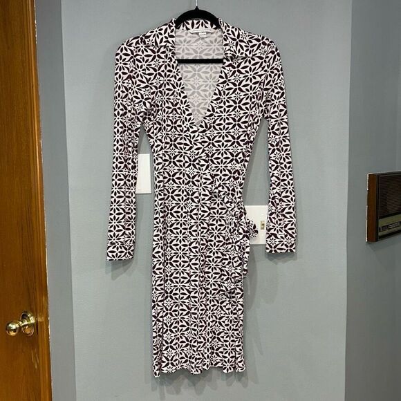 Diane Von Furstenberg DVF Julian Two wrap Moroccan purple white dress size‎ 2 - Picture 1 of 11